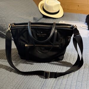 kate spade Black Nylon Shoulder Tote with Gold Hardware